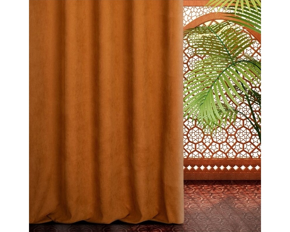Luxusný záves jednofarebný s krúžkami - Morocco 5, tehlová, 140 x 250 cm